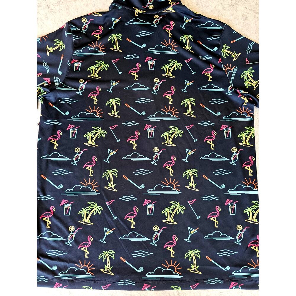 Golf Polo Caddy Cart Electric Avenue Navy Performance UPF 50 Shirt Mens Sz L - Picture 4 of 10
